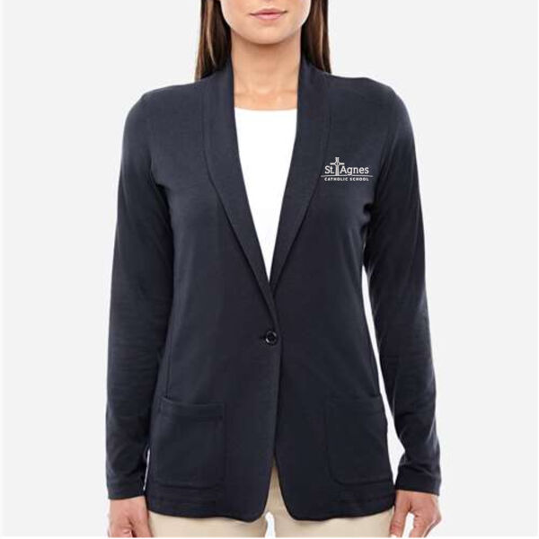 Devon & Jones - Women's Perfect Fit Shawl Collar Cardigan - Embroidered Logo Thumbnail