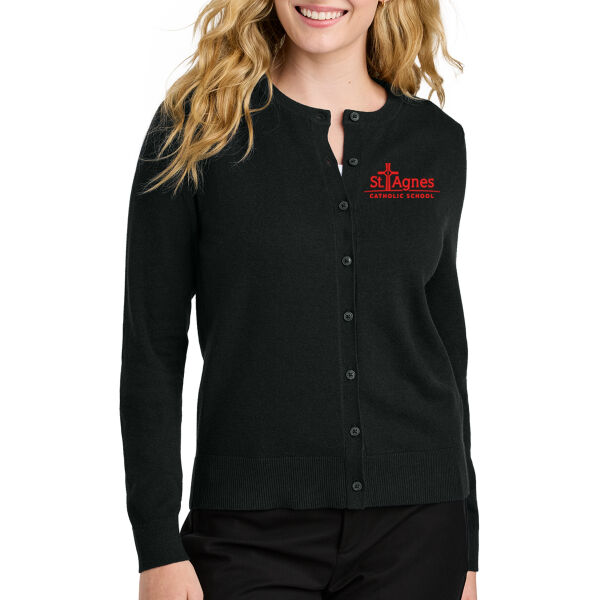 Port Authority - Women's Easy Care Crewneck Cardigan Sweater - Embroidered Logo Thumbnail