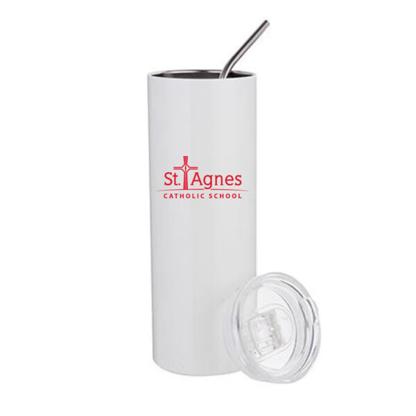 20oz Stainless Steel Tumbler W/Straw & Lid - Sublimated Logo Thumbnail