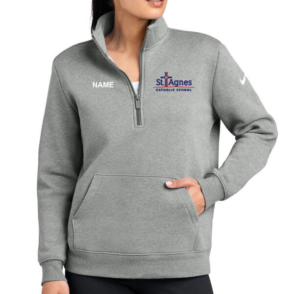 Nike Women's Club Fleece Sleeve Swoosh 1/2-Zip - Embroidered Logo **Add Name For $5** Thumbnail