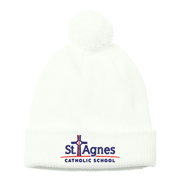 Port Authority® Cozy Pom Beanie - Embroidered Logo Thumbnail